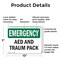 Signmission AED And Trauma Pack, 10 in W x Rectangle, Plastic OS-2PACK-EM-P-710-L-10287 - alternate 8